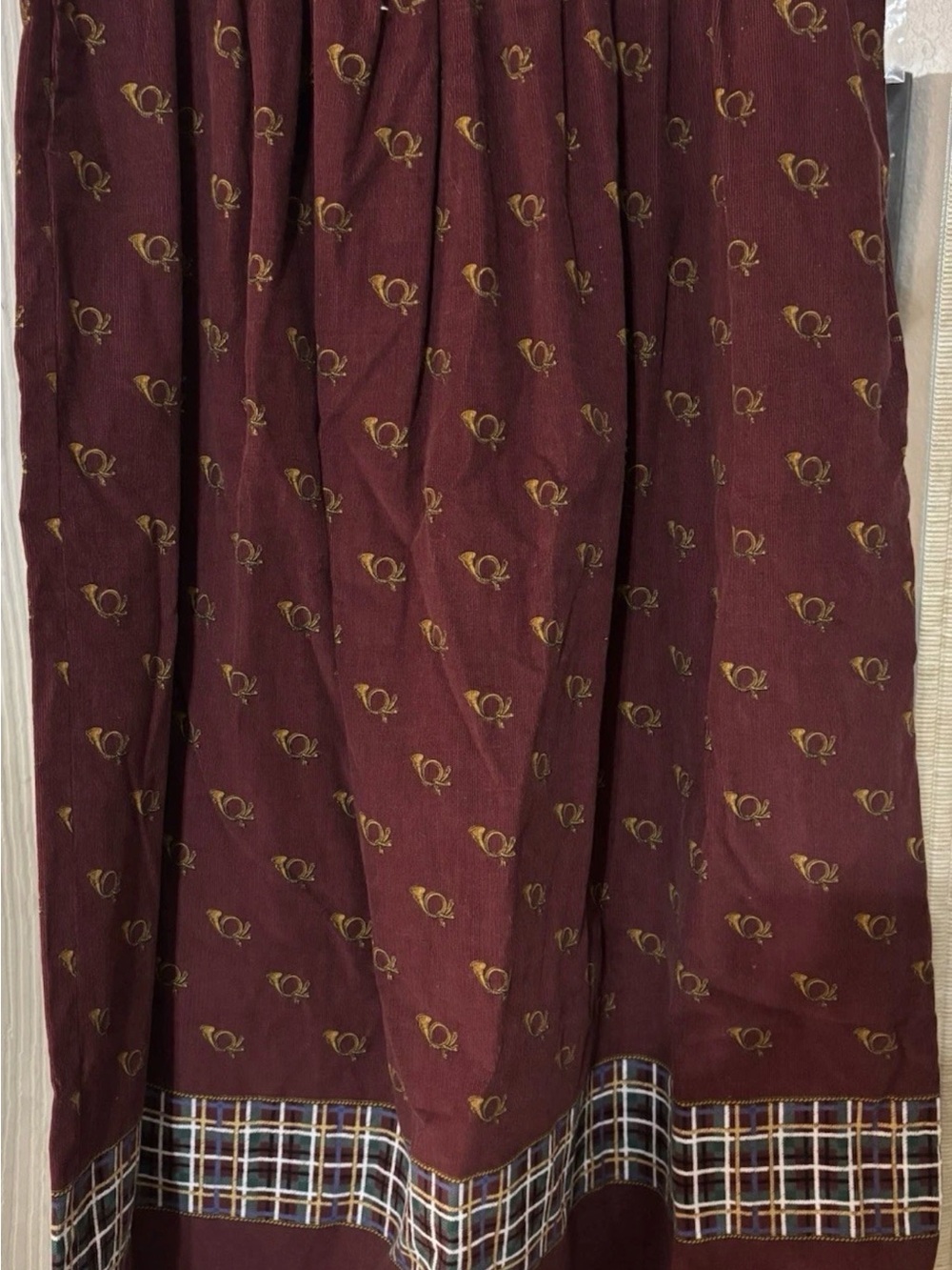 NWT Vintage Fenwick Corduroy Printed Pleated Midi Skirt Women Pocket Japan